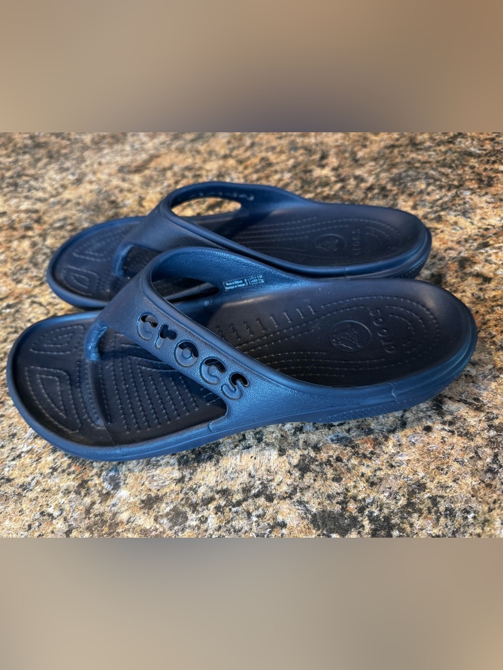 Women's 8 Crocs Baya Flip Flop Navy Blue Sandals Thongs Slippers Shoes Men’s 10